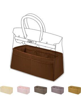 Luxury Handbag Organizer for Birkin Bags - Silky Smooth Tote Insert, Gold